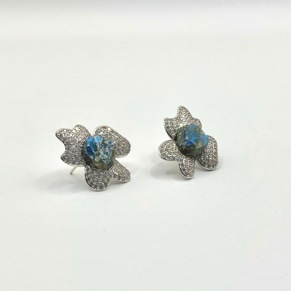 Silver earrings with unique stone